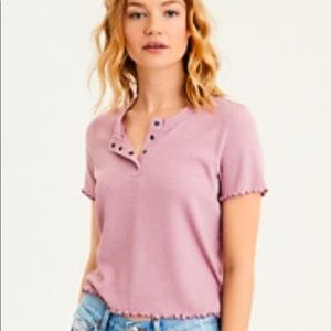 Ae lettuce edge short sleeve henley